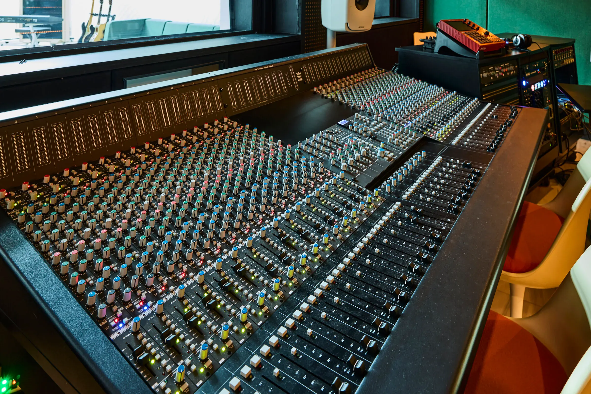 SSL Origin 32-channel mixing console at Verdant Sound recording studio